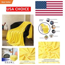 Lightweight Yellow Flannel Throw Blanket 50"x60" - Perfect for Home Travel
