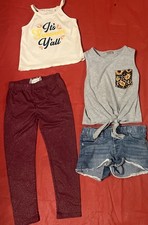 Girl  s 4-pc Lot Cat  Jack Shorts Leggings 2 Tops Marie Nicole Size 5 1872