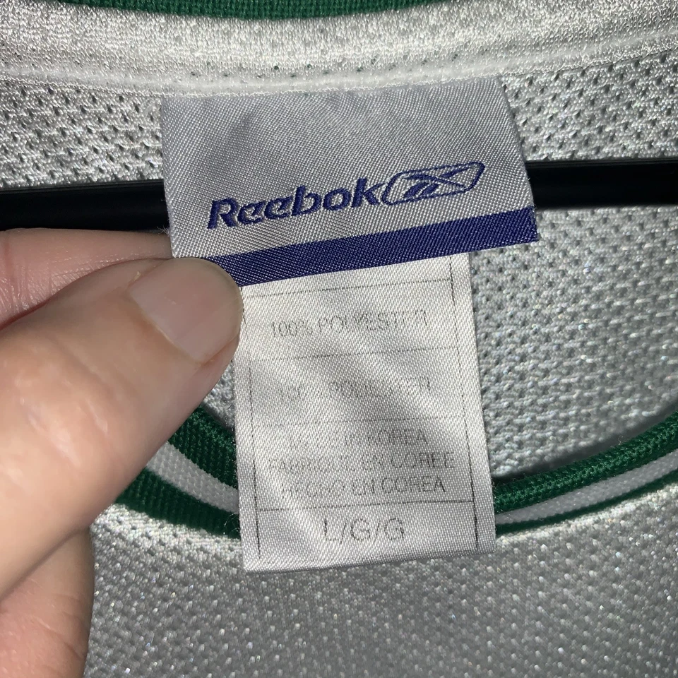 Camiseta grande de los Boston Celtics Al Jefferson blanca verde Reebok NBA #7 vintage  Foto 3 de 4