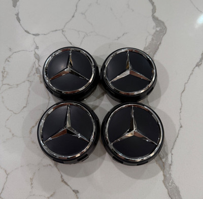 4PC 75mm Wheel Center Hub Caps Cover Raised For Mercedes-Benz AMG 0004000900