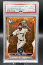 2023 Bowman Chrome Sapphire Jackson Chourio Image Variation Orange /75 PSA 10