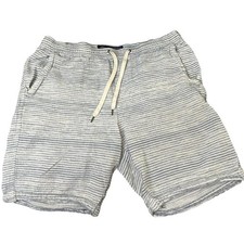 American Eagle Outiftters Men's Blue  White Striped Drawstring Shorts - Medium