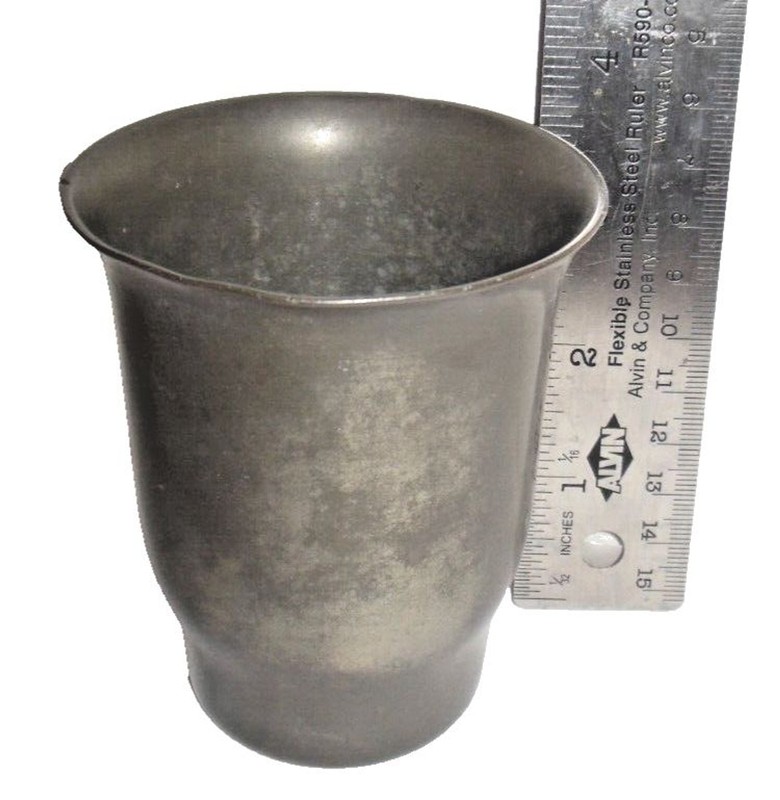 Antique Pewter Tumber by C.A. Woodward Pewter Taunton, Mass. #710 Rare Collect