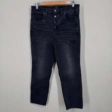 J Crew Jeans Womens 31 Grey Vintage Straight High Rise Button Fly Raw Hem Denim