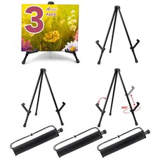 3 Pack 14'' Tabletop Easels, Black Steel Table Top Easels for Display, Adjust...