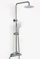 Bathroom Republic Chrome Thermostatic Shower System 2 Heads Riser Rail Set