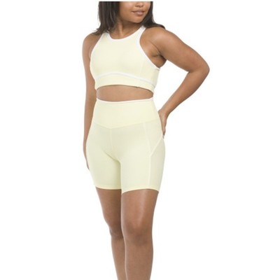 Wilo the Label Women's Ribbed Piper Bra  Short Set XS Lemon Athletic Activewear