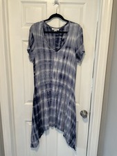 Karen By Karen Kane Blue-White Tie Dyed Pocket T-Shirt Dress Size XL