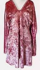 Women's PINK VELVET Valentines Dress Size 10 Long Sleeve Plunge Neck NEW  ASOS