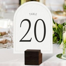 Rustic Wood Base Wedding Table Number 120 Arch Paper Card QR Centerpiece