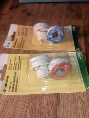 Bussmann Plug Fuses Time Delay 15A & 20A Heavy-Duty Motor Protection 2 Packs