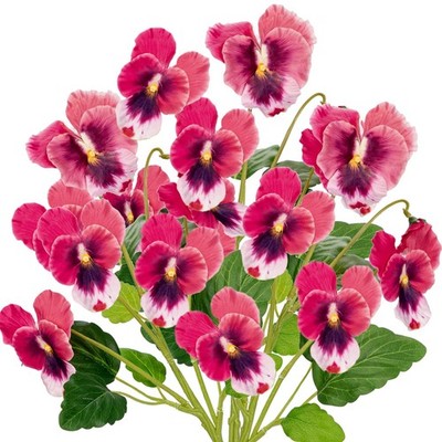 3 Pack Pink Artificial Flowers Pansy Silk 18 Inch Realistic Faux Decor