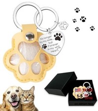 2Pcs Hair Storage Keychain, Paw Shaped Leather Keyring, Memorial Gift,