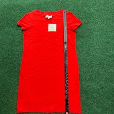 Red Scalloped Neck Cap Sleeve Stretch Cotton Blend Sheath Dress