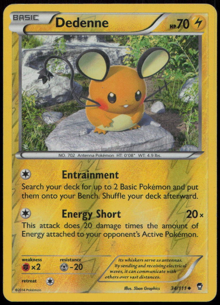 Dedenne 34/111 HP Furious Fists Uncommon Reverse Holo Pokemon