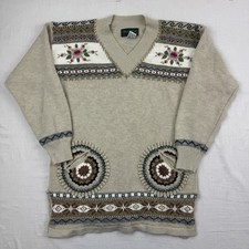Vintage Dana Scott Sweater Womens Medium Fall Collection Pockets Knit Flowers