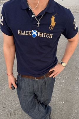 Polo Ralph Lauren Black Watch Polo L Dunkelblau Custom Fit Kurzarm
