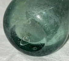 Antique Light Green Blue Glass Hand Blown Heavy Thick Glass Bottle