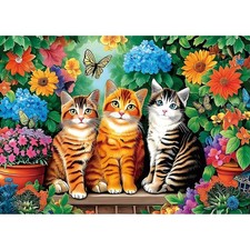 1000 Piece Jigsaw Puzzle For Adults Garden Cats Cute Pets Flowers Scene Art