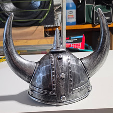 Viking Horned Helmet Silver Plastic Costume Headgear One Size Adult Unisex