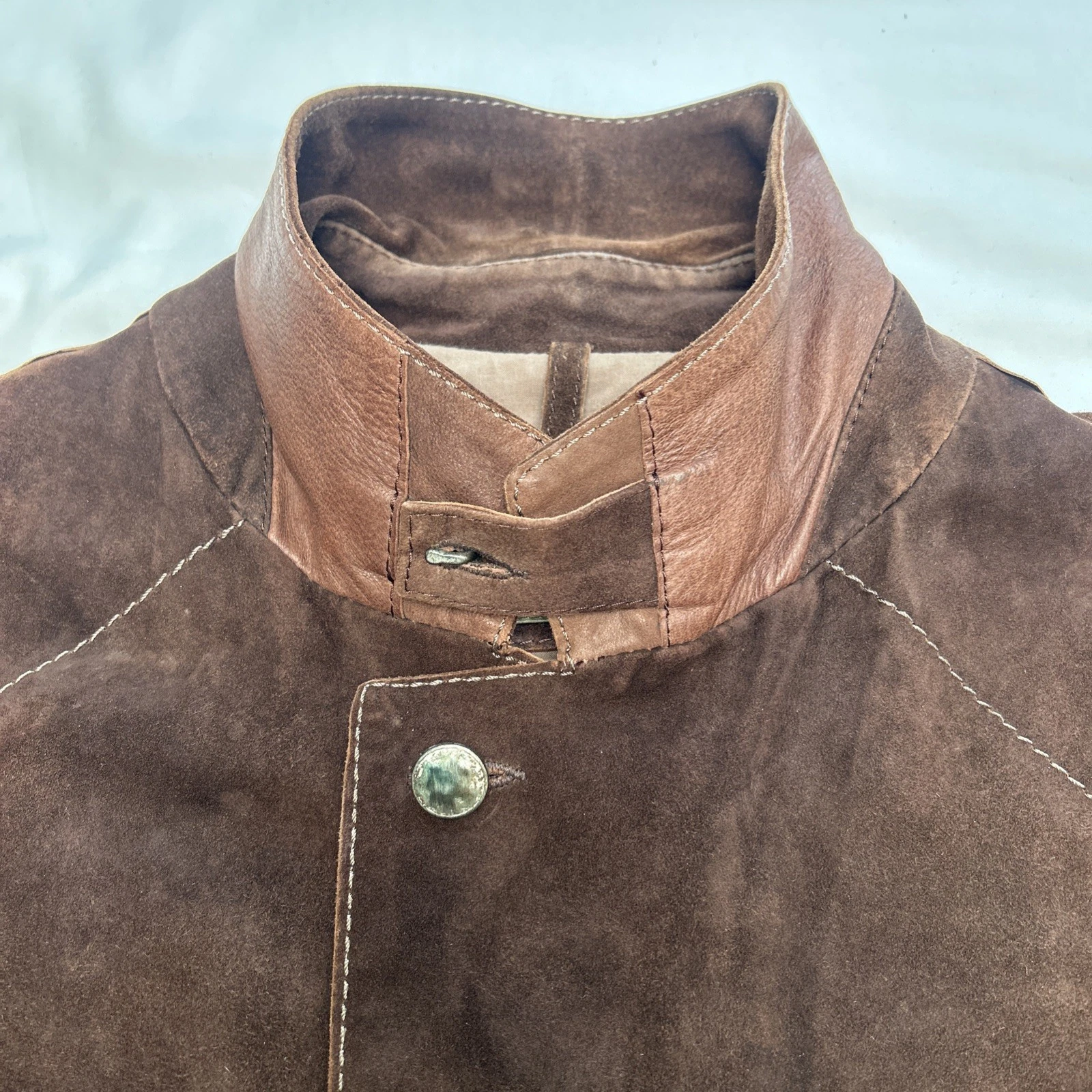 GIMO'S MENSWEAR Suede XL Jacket Brown Leather Utility Safari Field Blazer Italy - product detail image 7