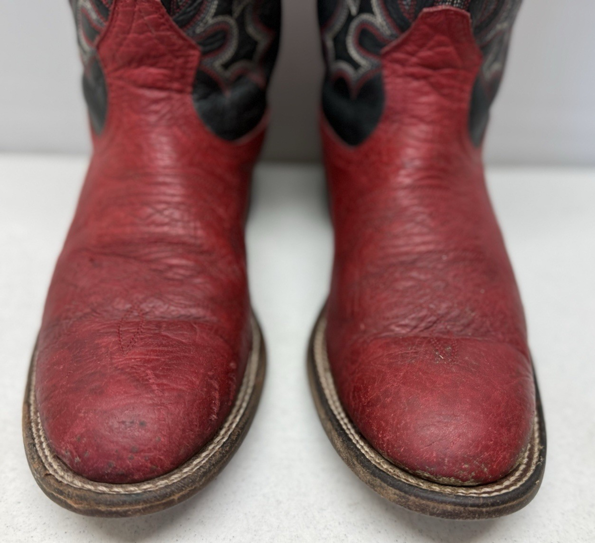 BOULET Boots 2207 Red & Black Leather Mid-Calf Western Boots  display picture 2