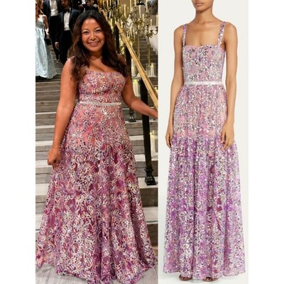 Bronx and Banco Midnight Gown Purple Sequin Embellished Maxi Dress NWT Size L