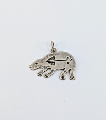 Native American- Stamped Sterling Silver Bear Charm