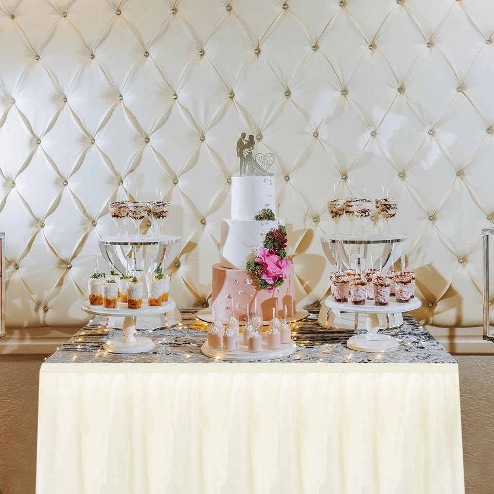 Paquete de 1 tutú de falda de mesa de tul púrpura claro de 9 pies para decoración de mesa de fiesta Foto 4 de 4