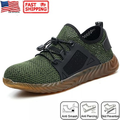 Mens Mesh Safety Shoes Steel Toe Work Boots Indestructible Lightweight Sneakers