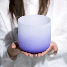 CVNC 432Hz 8"B Crown Chakra Half Color Crystal Singing  Bowl Sound Healing Reiki
