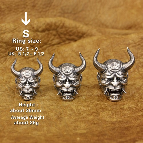 Details 925 Sterling Silver Japanese Ghost Prajna Skull Ring TA388A US Size 7~16 - Picture 13 of 31