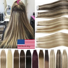 Tape In Hair Extensions Invisible Seamless Skin Weft Russian Remy Human Hair US