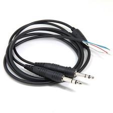 Dual GA Plug Replacement Cable for Aviation Headsets with 6.35mm 5.2mm Bare Wire