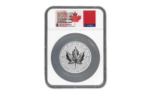 2023 $50 Canada 5oz Silver Maple Leaf 35th Anniv UHR NGC PF70 UCAM FDOI
