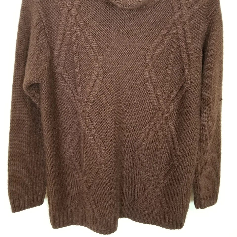 Suéter Pullover Tejido Cuello Capucha Lana Alpaca Lafayette 148 Mujer Talla M Marrón Suave Foto 3 de 4