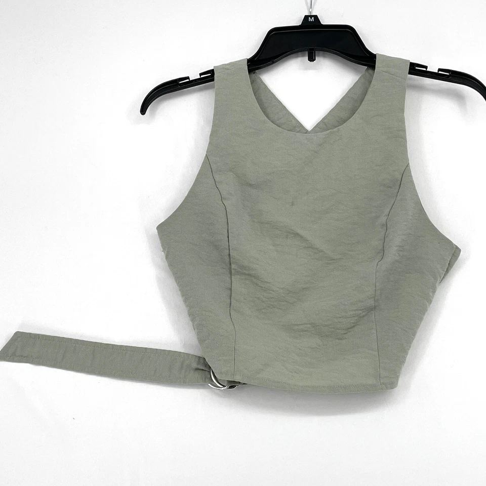 Nasty Gal укороченный верхний открытый крест назад зеленый богемное хиппи женщин размер 0 фестиваль клуб - Изображение 2 из 4