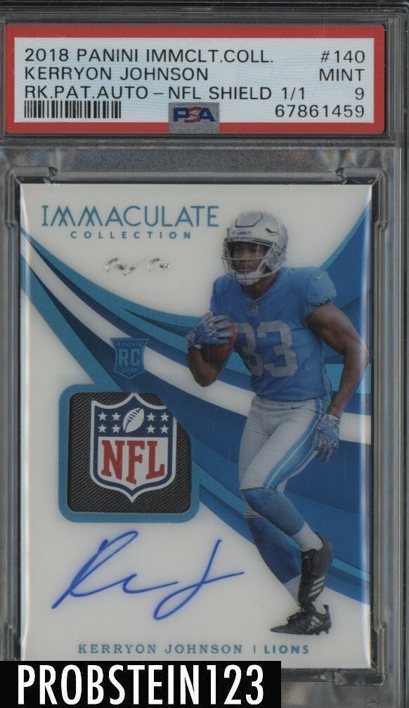 Kerryon Johnson Panini Immaculate Collection #140 Rookie Patch Autograph-NFL Shield 1/1