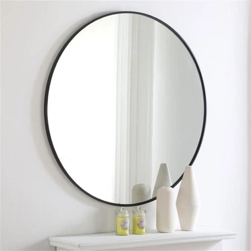 Elegant Decor Eternity 42" Round Metal Frame Mirror in Black - Picture 6 of 10