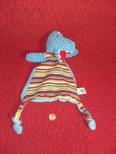 13" Maison Chic STRIPED KNIT CORDUROY DINOSAUR SECURITY BLANKET