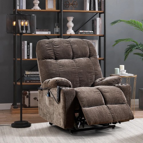 Motor Power Lift Recliner Chair Position Lay Flat 180° Recliner w Heat Massage