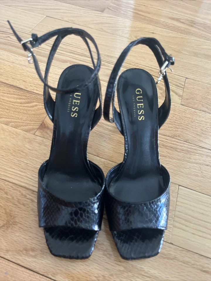 Mujer Guess Negro Piel Serpiente Cuero Tacón Alto Talla 6.5 Foto 2 de 4