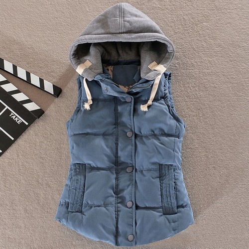 Women's Puffer Vest Quilted Gilet Padded Hooded Jacket Waistcoat Coat Warm Body - Bild 6 von 8