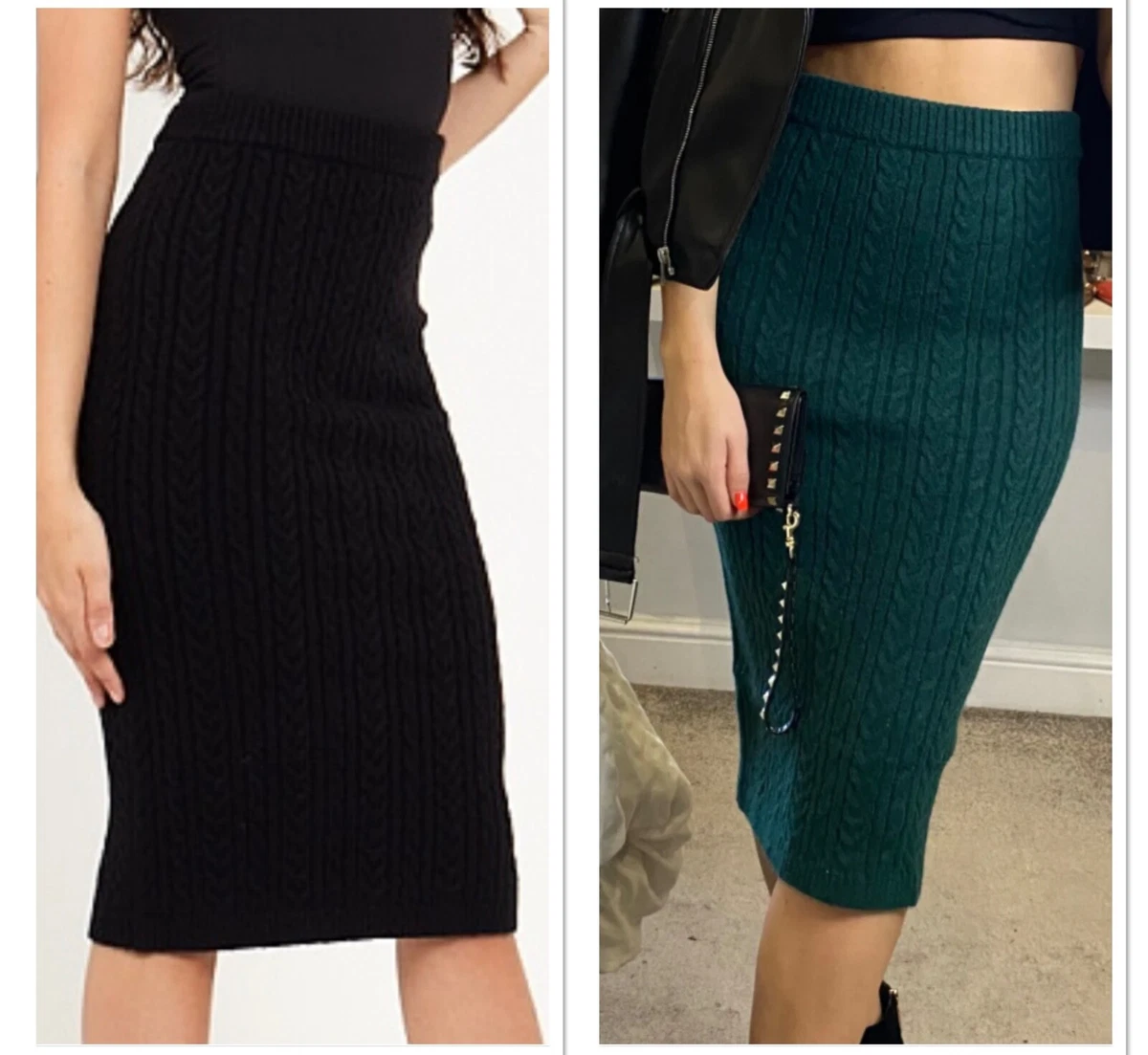 Ladies BNWT Angeleye Cable Knit Midi Skirt Two Colours Size 8 10 12 14 16