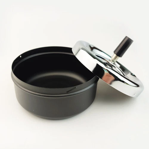 Drehbarer Aschenbecher + Deckel Metall Aschenbecher Chrom winddicht Aschenbecher - Bild 1 von 18