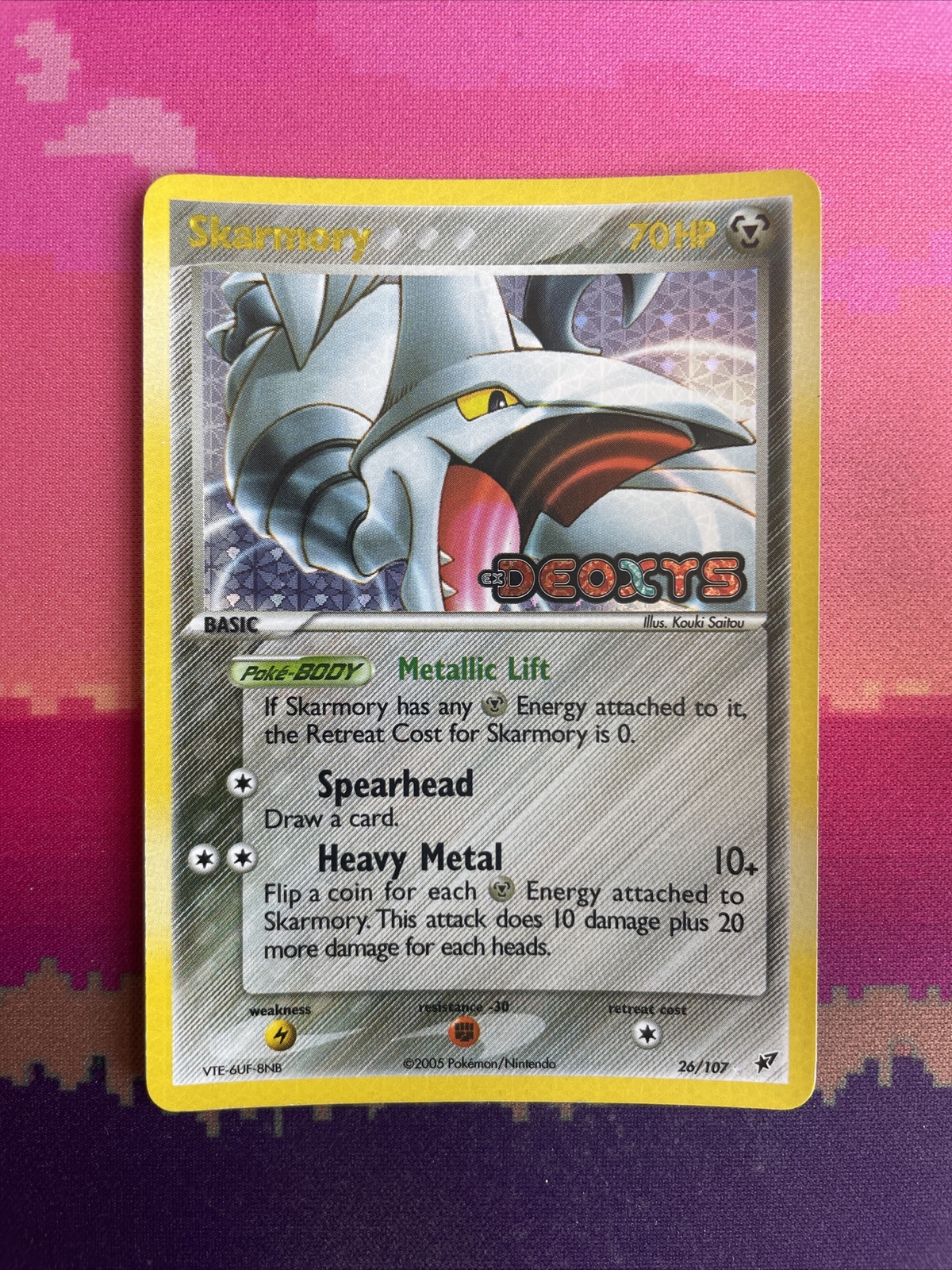 Pokemon Card Skarmory EX Deoxys Reverse Holo Rare STAMPED 26/107 Near Mint