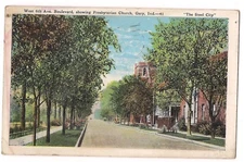 West 6th Ave. Boulevard Presbyterian Church GARY Indiana Postcard IN 1930 Steel 