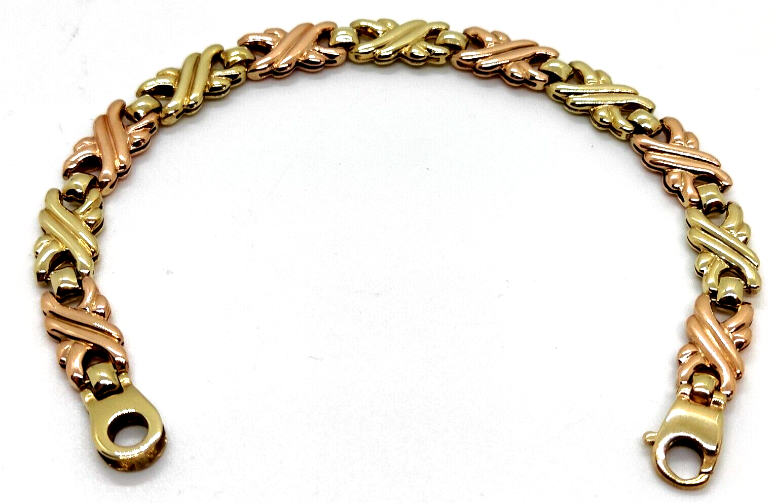 2 tone 9ct 9 Carat Gold Bracelet 8mm wide 19cm long classic Retro