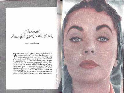 ELIZABETH TAYLOR at 25-YEARS-OLD 1957 SEPIA COLOR PICTORIAL MOST