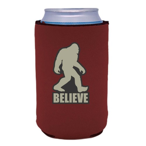 Bigfoot Believe Funny Can Coolie, Neoprene Collapsible Bottom - Picture 13 of 31